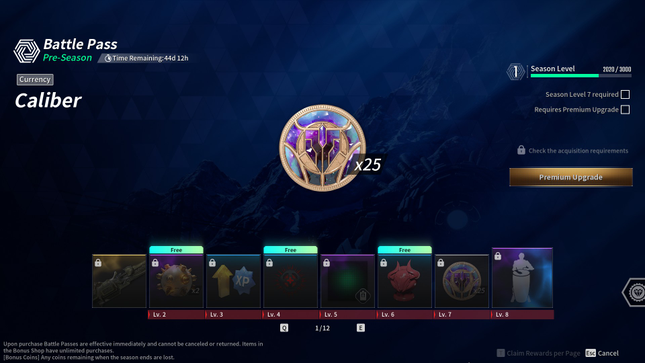 A screenshot from the Game Store showing Battle Pass rewards.